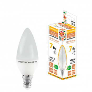 Лампа светодиодная TDM FС37-7 Вт-230 В-4000 К–E14 Народная - Светильники - Лампы - Магазин электротехнических товаров Проф Ток
